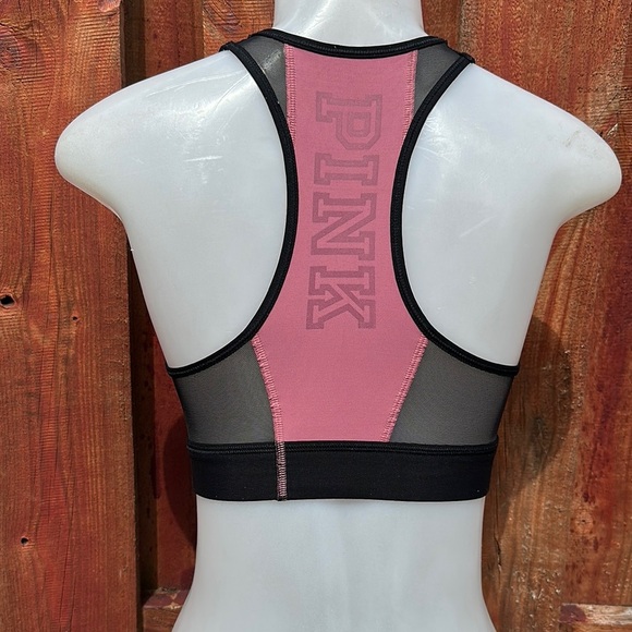 PINK Victoria's Secret Black and Pink Racerback Sports Bra Size S/P - Picture 1 of 7